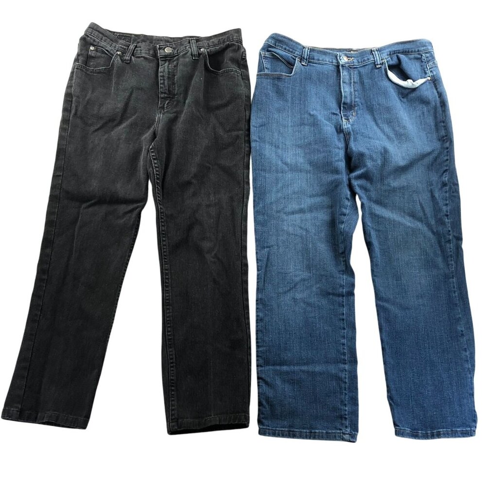 2 Lee Womens Jeans Size 14P Lot Of Two Classic Denim Straight Leg High Rise